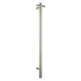 Aquaperla Round Vertical Electric Heated Towel Rack Single Bar (with Timer) - Brushed Nickel