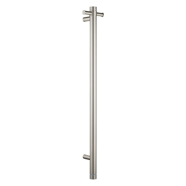 Aquaperla Round Vertical Electric Heated Towel Rack Single Bar (with Timer) - Brushed Nickel