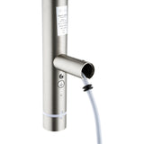 Aquaperla Round Vertical Electric Heated Towel Rack Single Bar (with Timer) - Brushed Nickel