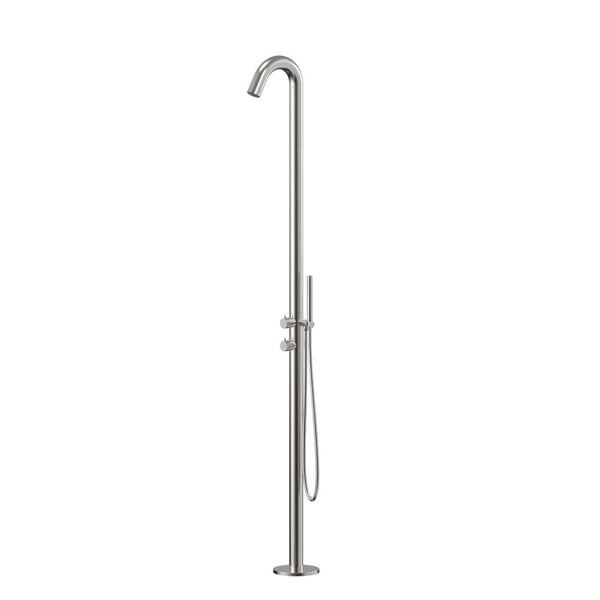 Aquaperla Round Out Door Use Freestanding Shower With Handheld Shower - Stainless Steel