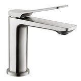 Chrome bathroom faucet on a white background