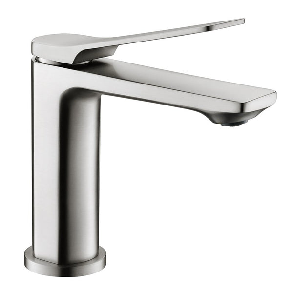Chrome bathroom faucet on a white background
