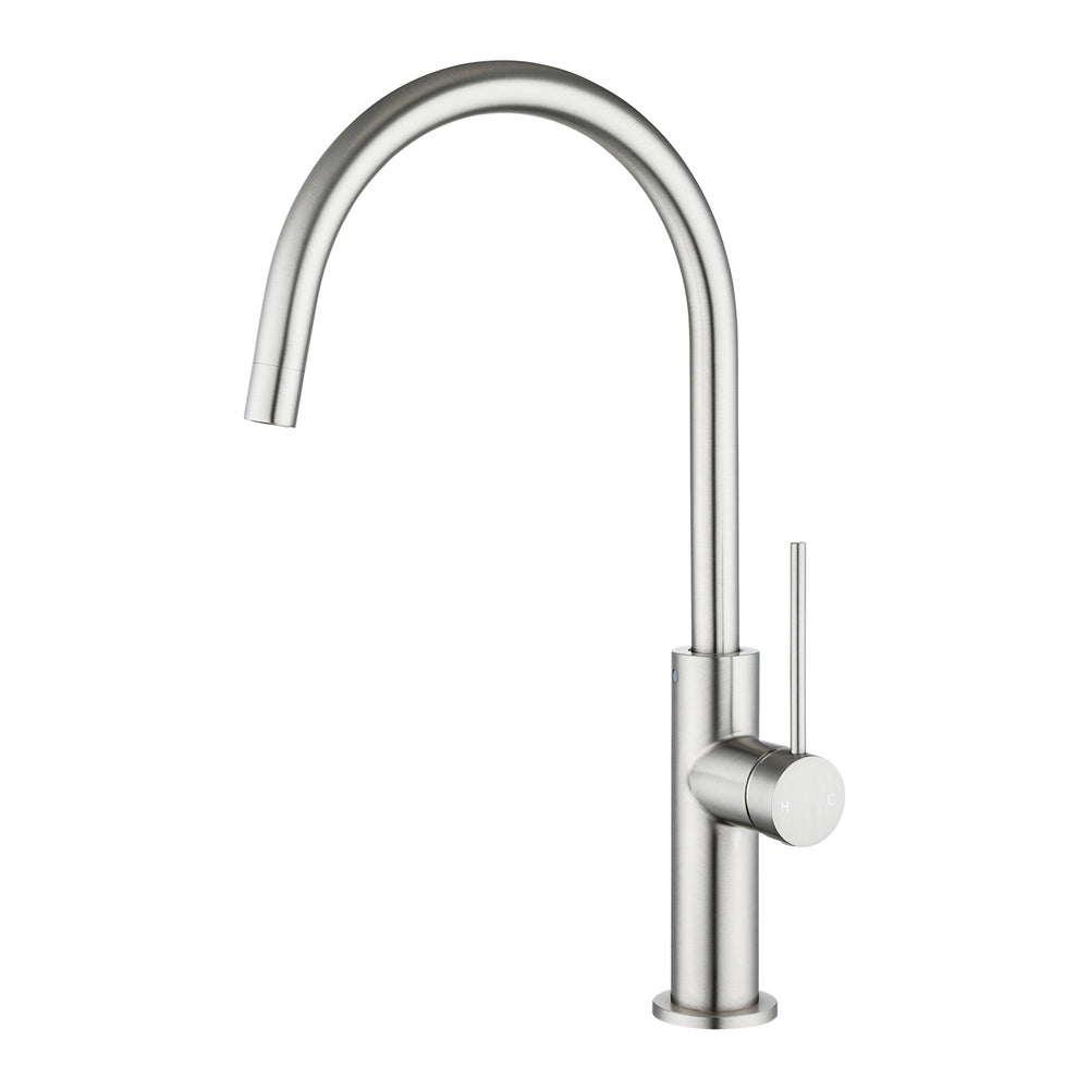 Aquaperla Standard Slim Stainless Steel Kitchen Mixer With 360° Swivel Spout - Brushed Nickel