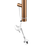 Aquaperla Round Vertical Electric Heated Towel Rack Single Bar (with Timer) - Brushed Copper