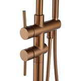Aquaperla Round Freestanding Bath Mixer With Handheld Shower - Brushed Copper
