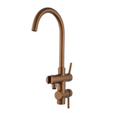 Aquaperla Round Freestanding Bath Mixer With Handheld Shower - Brushed Copper