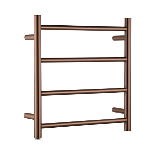 Aquaperla Round Electric Heated Towel Rack 4 Bars - Light Brushed Copper