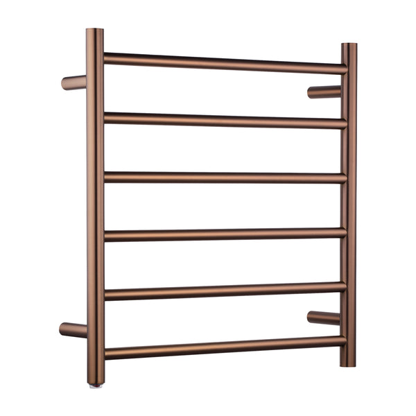 Aquaperla Round Electric Heated Towel Rack 6 Bars - Brushed Copper
