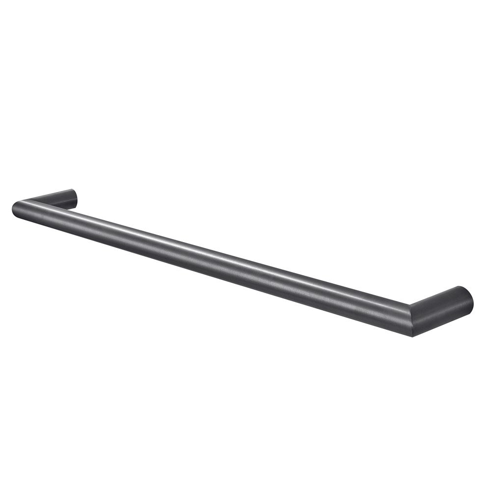 Aquaperla Round Horizontal Grey Electric Heated Towel Rack Single Bar - Brushed Gun Metal