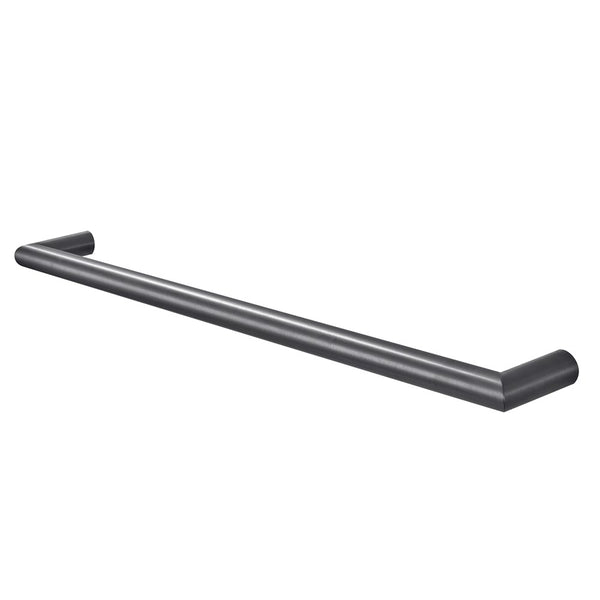 Aquaperla Round Horizontal Grey Electric Heated Towel Rack Single Bar - Brushed Gun Metal