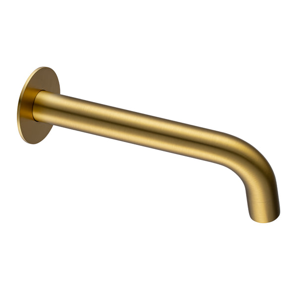 Aquaperla Lucid Pin 180mm Round Bathtub/Basin Wall Spout(60mm Flat Back Plate) - Brushed Brass