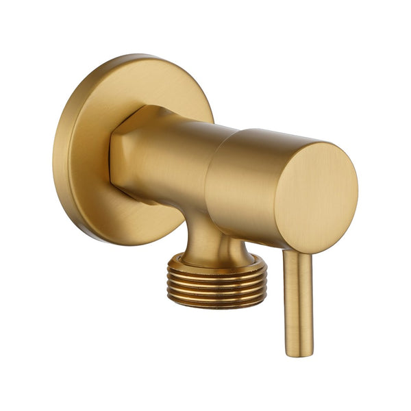 Aquaperla Bathroom Round 1/4 Turn Washing Machine Stop Tap (One Piece) - Brushed Brass