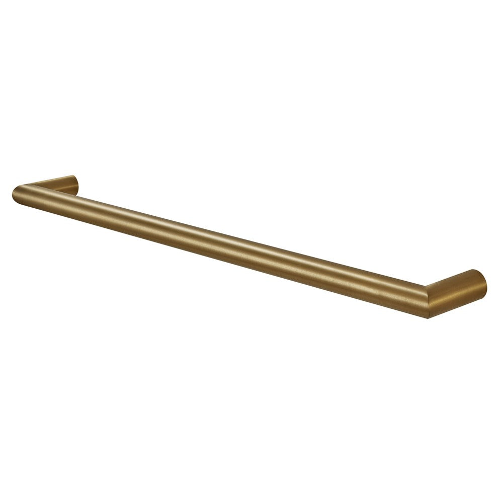 Aquaperla Round Horizontal Electric Heated Towel Rack Single Bar - Brushed Brass