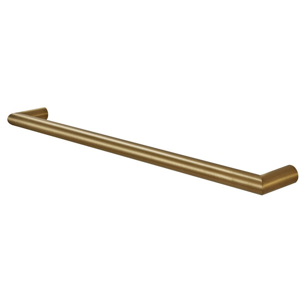 Aquaperla Round Horizontal Electric Heated Towel Rack Single Bar - Brushed Brass