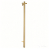 Aquaperla Round Vertical Electric Heated Towel Rack Single Bar - Brushed Brass