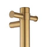 Aquaperla Round Vertical Electric Heated Towel Rack Single Bar (with Timer) - Brushed Brass