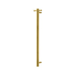 Aquaperla Round Vertical Electric Heated Towel Rack Single Bar - Brushed Brass