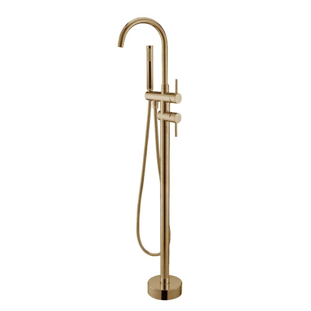 Aquaperla Freestanding Tap With Handheld Shower - Brushed Brass