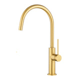 Aquaperla Standard Slim Stainless Steel Kitchen Mixer With 360° Swivel Spout - Brushed Brass
