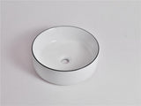Aquaperla 360x360x125mm Above Counter Basin - Gloss White With Black Rim