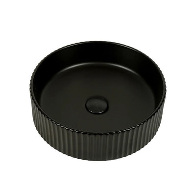 Aquaperla 400x400x125mm Above Counter Basin - Matte Black With Fluted Design