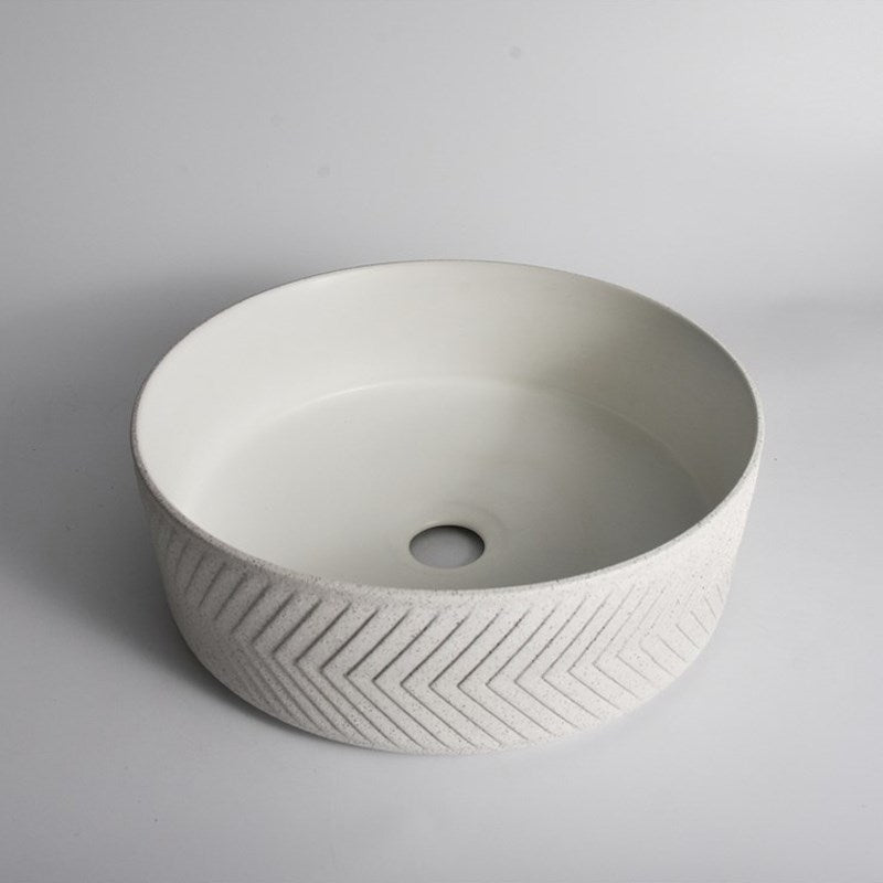 Aquaperla 365x365x120mm Above Counter Basin - Textured Exterior& Matte White Interior