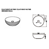 Aquaperla 395x395x120mm Above Counter Basin - Textured Exterior & Matte White Interior - CLA-P-WAVY-40-TMW