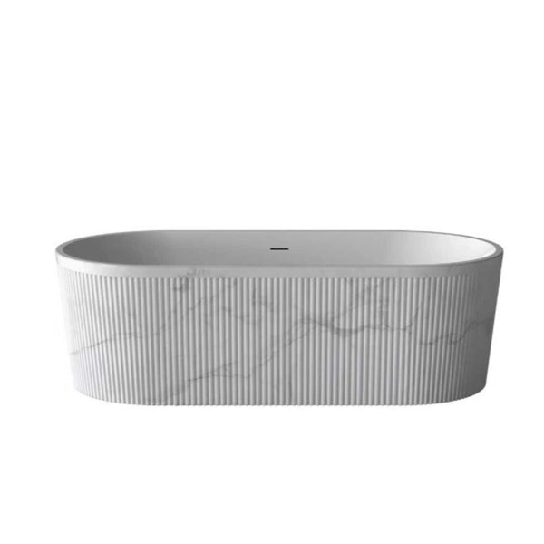 Aquaperla 1700*800*580mm Acrylic Freestanding Oval Carrara Bathtub - Carrara White
