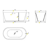 Aquaperla 1700*760*560mm SETA Stone Free Standing Bathtub - Gloss White