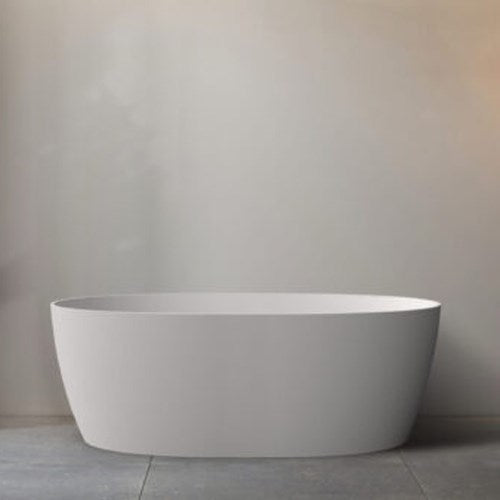Aquaperla 1700*800*600mm Super Slim Edge Delta Oval Shape Acrylic Freestanding Bathtub - Matt White  (Pop-up waste & Plug included)