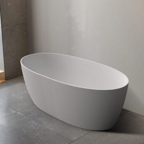 Aquaperla 1500*800*600mm Super Slim Edge Delta Oval Shape Acrylic Freestanding Bathtub - Matt White (Pop-up waste & Plug included)