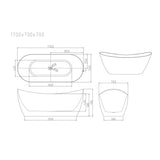 Aquaperla DISNEY Series 1700*700*700mm Freestanding Ultra-slim Acrylic Bathtub - Gloss White
