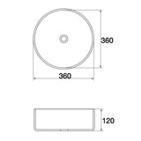 Aquaperla 365x365x120mm Above Counter Basin - Black Textured Exterior & Matte White Interior - CLA-P-DIAMOND-36-TMB
