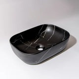 Aquaperla 455x320x135mm Above Counter Basin - Matte Black With Carrara Design