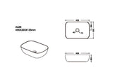 Aquaperla 455x320x135mm Above Counter Basin - Matte Black With Carrara Design