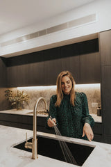 Meir Round Piccola Pull Out Kitchen Mixer Tap - Champagne
