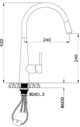 Modern National Kasper Pull-Out Kitchen Mixer Dusk