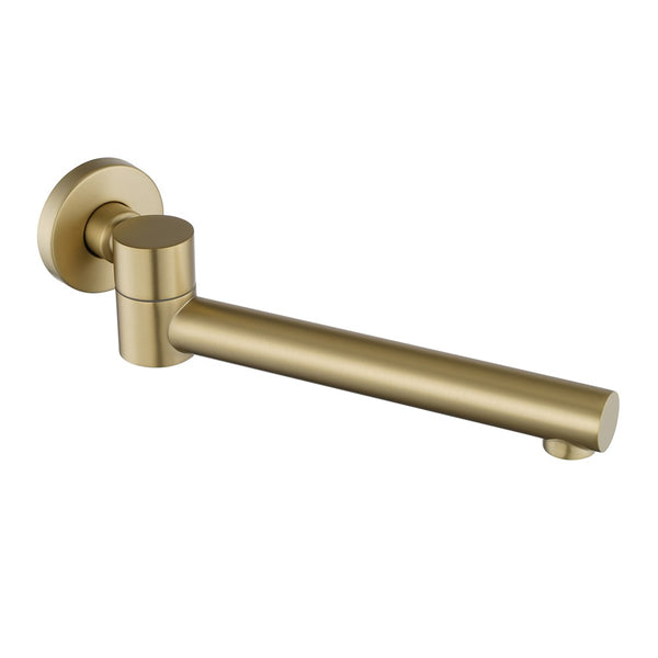 Aquaperla Round Bathtub/Basin Swivel Wall Spout - Light Brushed Brass