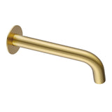 Aquaperla Lucid Pin 180mm Round Bathtub/Basin Wall Spout (60mm Flat Cover Plate) - Light Brushed Brass