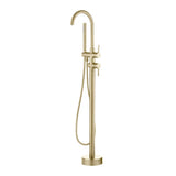 Aquaperla Freestanding Tap With Handheld Shower - Light Brushed Brass