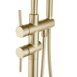 Aquaperla Freestanding Tap With Handheld Shower - Light Brushed Brass