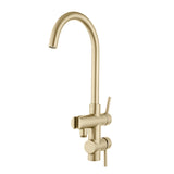 Aquaperla Freestanding Tap With Handheld Shower - Light Brushed Brass