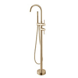 Aquaperla Freestanding Tap With Handheld Shower - Light Brushed Brass