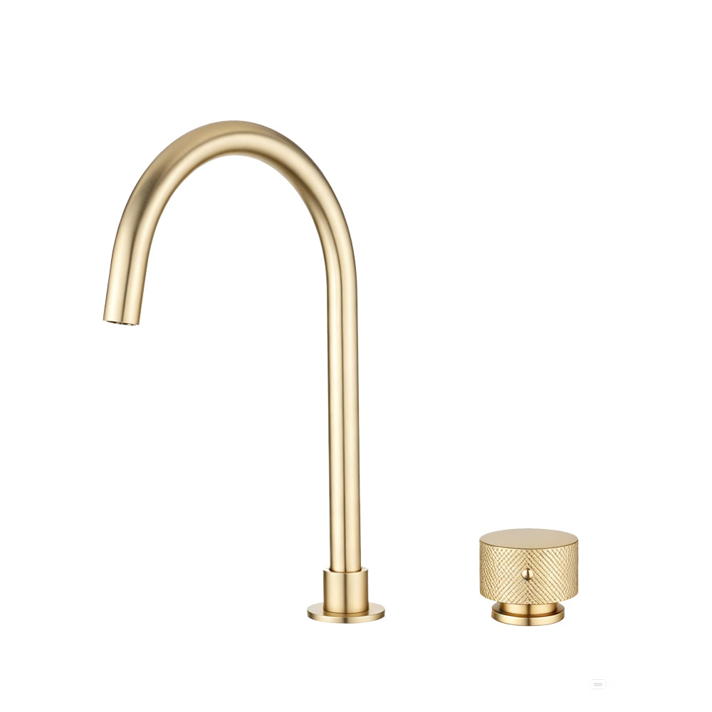 Aquaperla Moon Split Type Basin Mixer - Light Brushed Brass