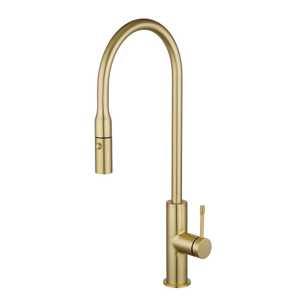 Aquaperla Pull Out Kitchen Mixer - Light Brushed Brass