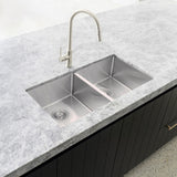 Meir Lavello Kitchen Sink - Double Bowl 760 x 440 - PVD Brushed Nickel