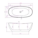 Aquaperla 1500*800*650mm Layla Super Slim Edge Freestanding Bathtub (Pop-up Waste & Plug included) - Matte White
