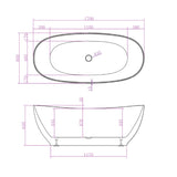 Aquaperla 1700*800*650mm Layla Super Slim Edge Freestanding Bathtub (Pop-up Waste & Plug included) - Matte White