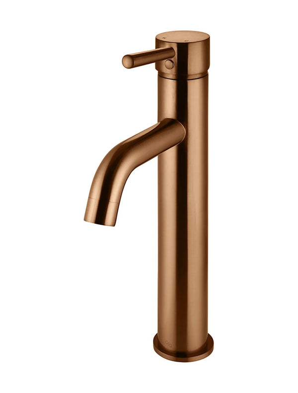 Meir Round Tall Basin Mixer Curved - PVD Lustre Bronze