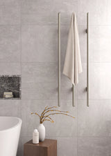 Meir Heated Vertical Towel Rail - PVD Brushed Nickel